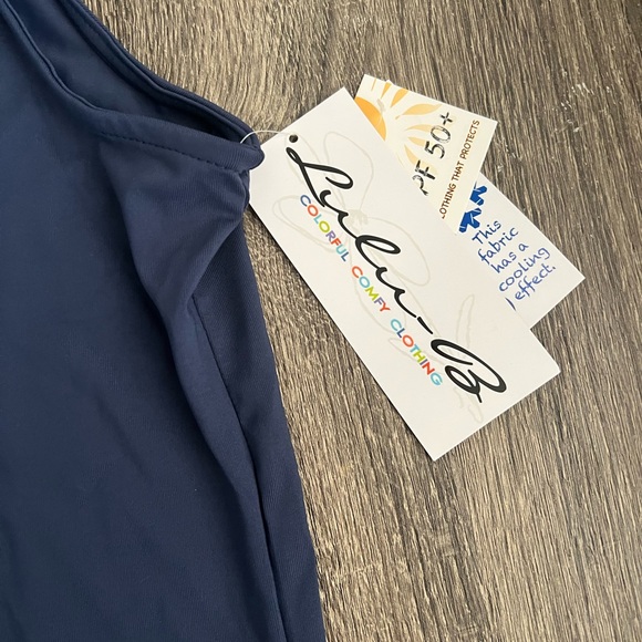 Lulu B UPF 50+ Cooling Sleeveless Mock Neck Zip Tank Top Navy Blue Small NWT - Picture 3 of 12